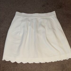 Club Monaco White A-Line Skirt with Scalloped Hem